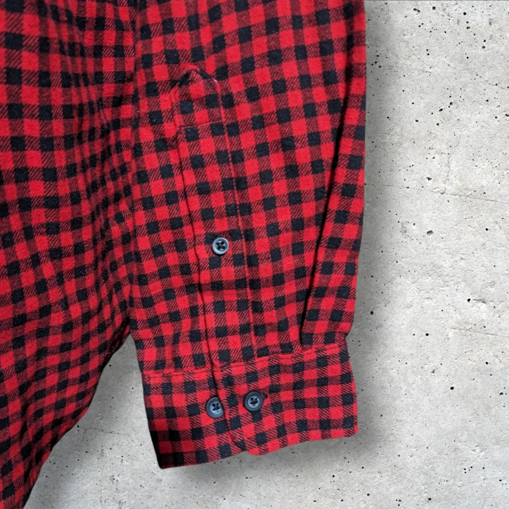 GOODFELLOW Red Black Buffalo Check Plaid Button Up Shirt Men's Large Holiday NEW - Picture 5 of 7